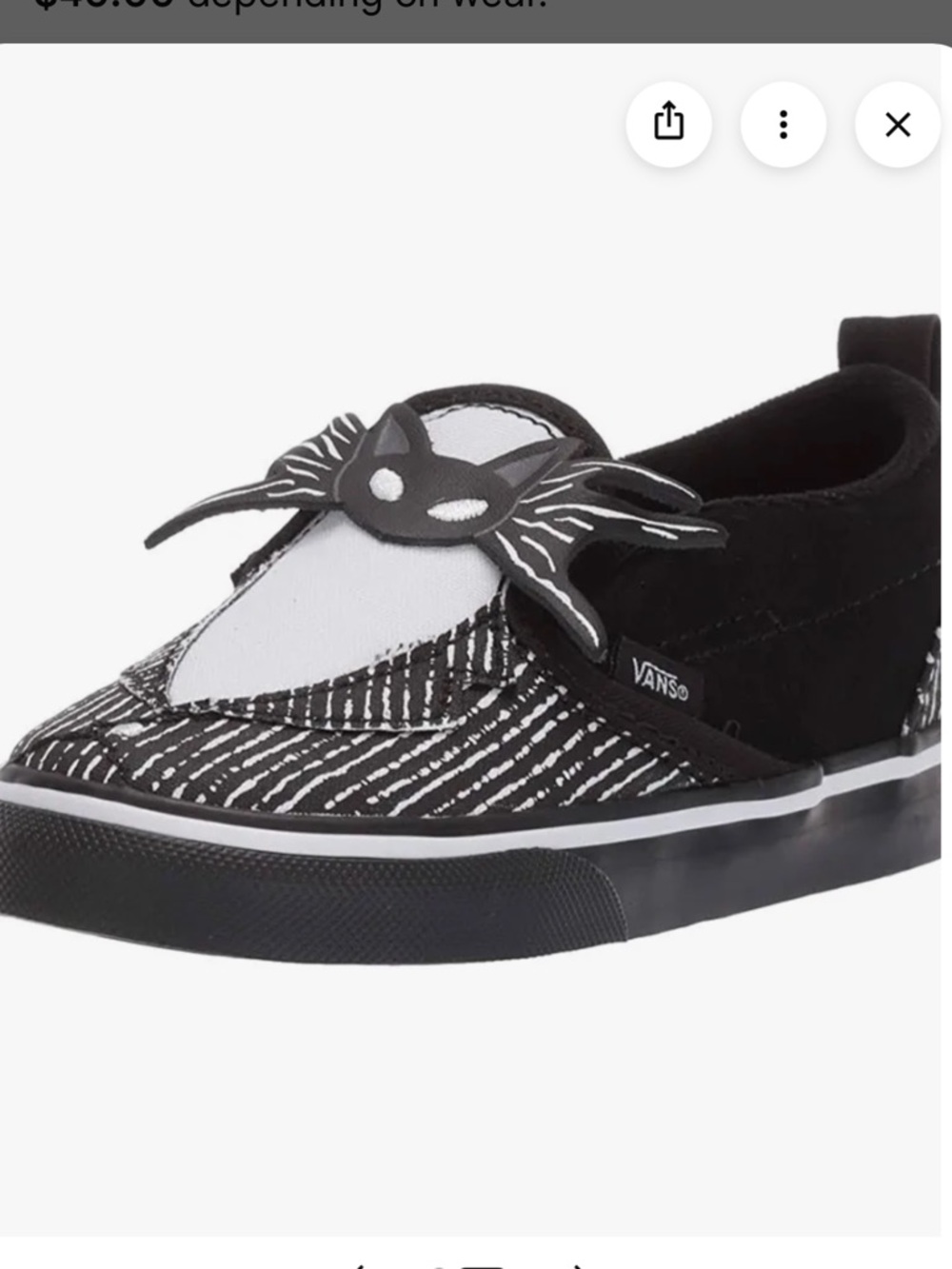 Vans Disney Nightmare Before Christmas Jack Skellington Toddler Slip-On Size 5